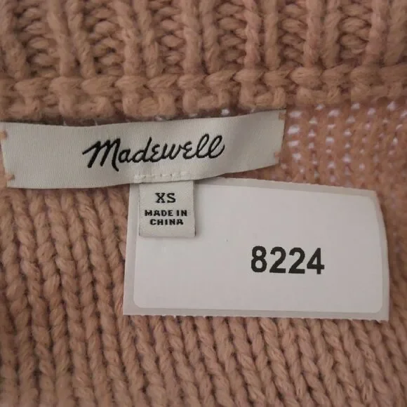 Madewell Sweater Womens XS Pink Wool Alpaca Blend Embroidered Flowers Boho - Picture 7 of 7